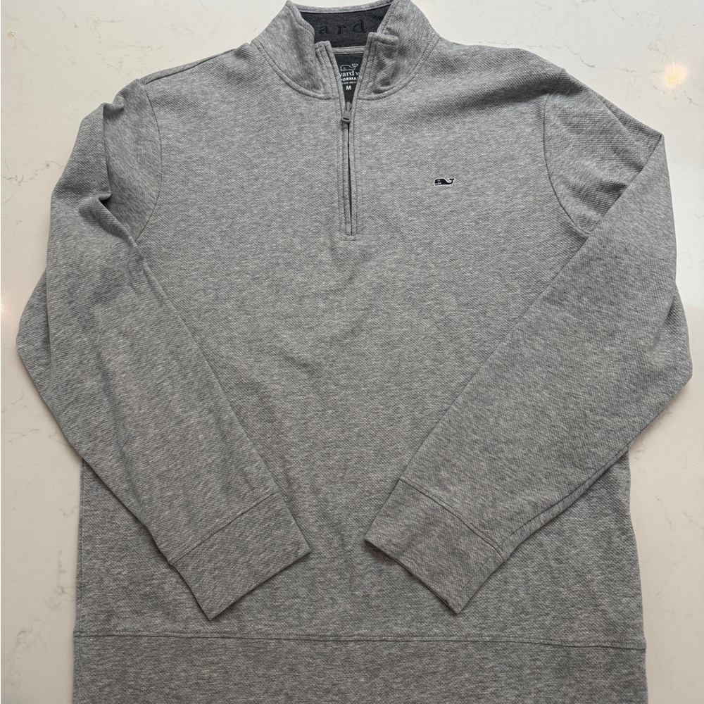 Vineyard Vines Gray Zip Up Sweater Classic Knit